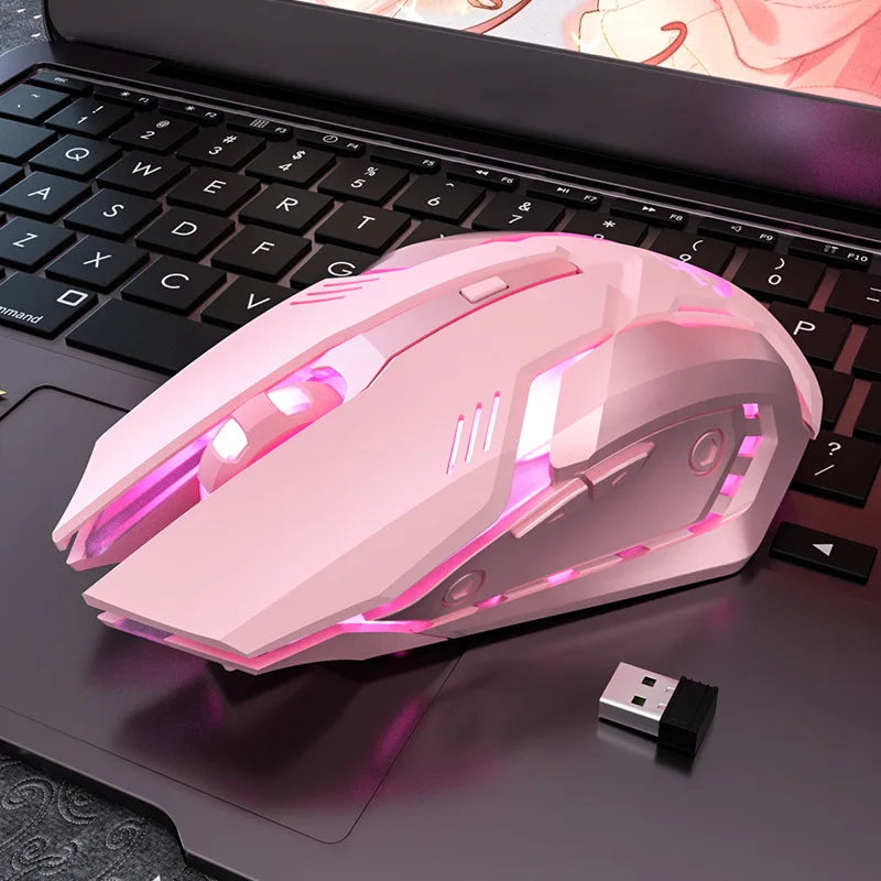 Gaming Mouse Pink colour with RGB and wireless
