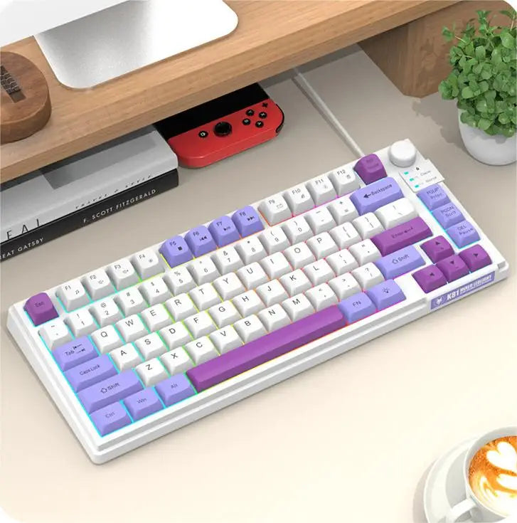 K81 Keyboard Tricolor-Blocked MDA Ball Cap Wired USB Luminous Office Gaming Keyboard Computer Laptop