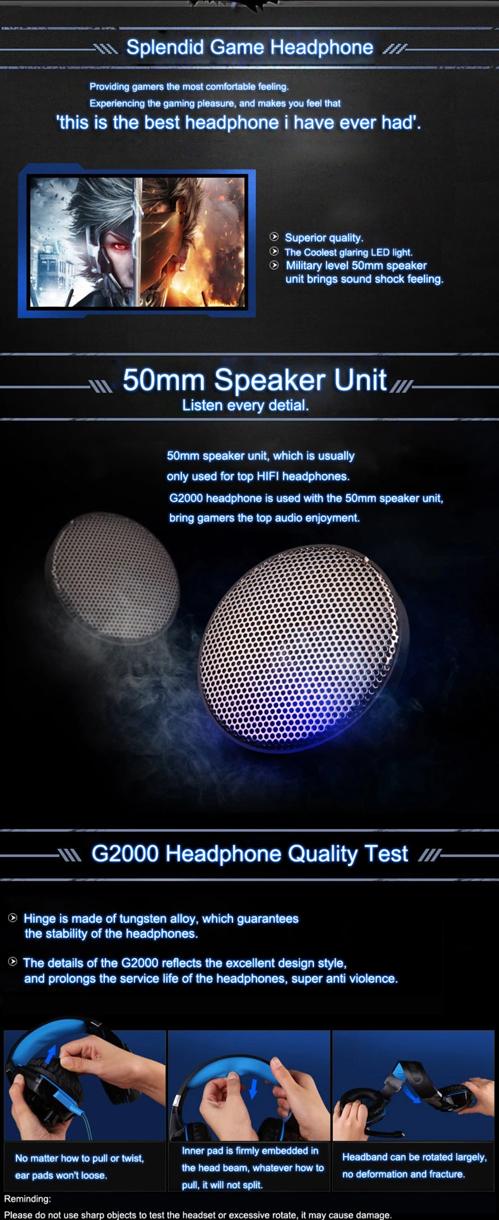 KOTION EACH Gaming Headset Casque Deep Bass Stereo Game Headphone with Microphone LED Light for PS4 Phone Laptop PC Gamer