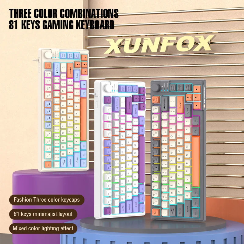 K81 Keyboard Tricolor-Blocked MDA Ball Cap Wired USB Luminous Office Gaming Keyboard Computer Laptop
