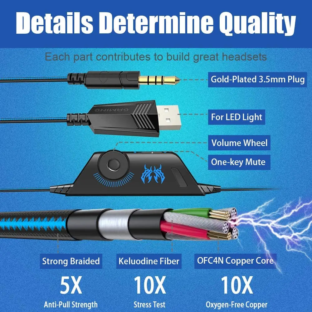 KOTION EACH Gaming Headset Casque with Deep Bass