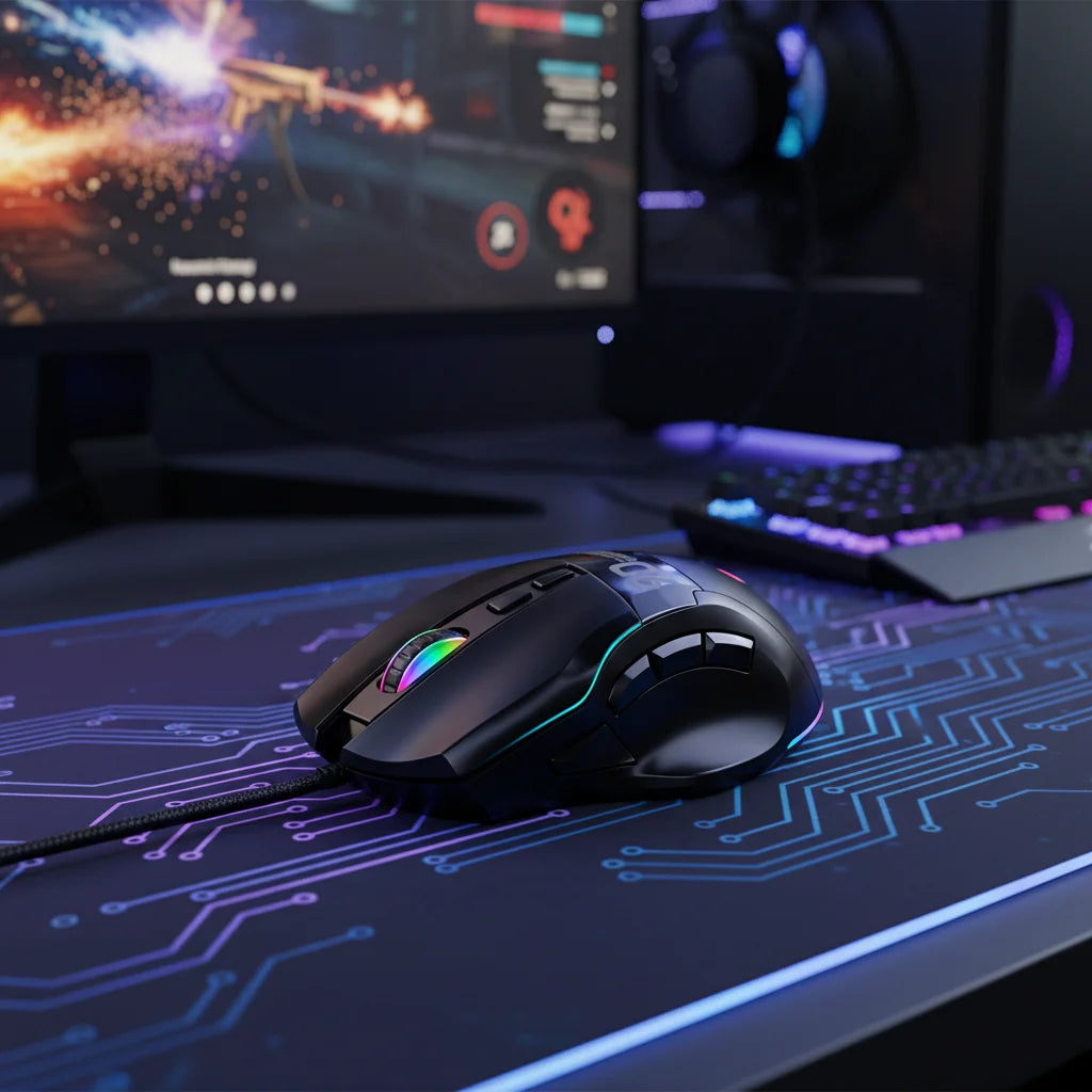 RGB Programmable Wired Gaming Mouse with 9 Programmable Buttons, Adjustable DPI & Ergonomic Design for PC and Laptop
