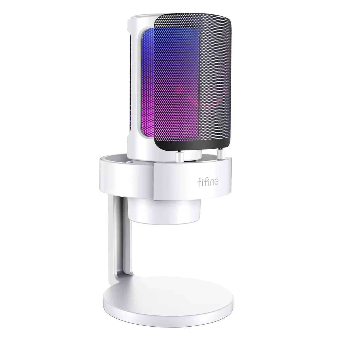 FIFINE Gaming Microphone with RGB Control, Mute Touch,Condenser Computer Desktop Mic with Pop Filter for Recording/Streaming