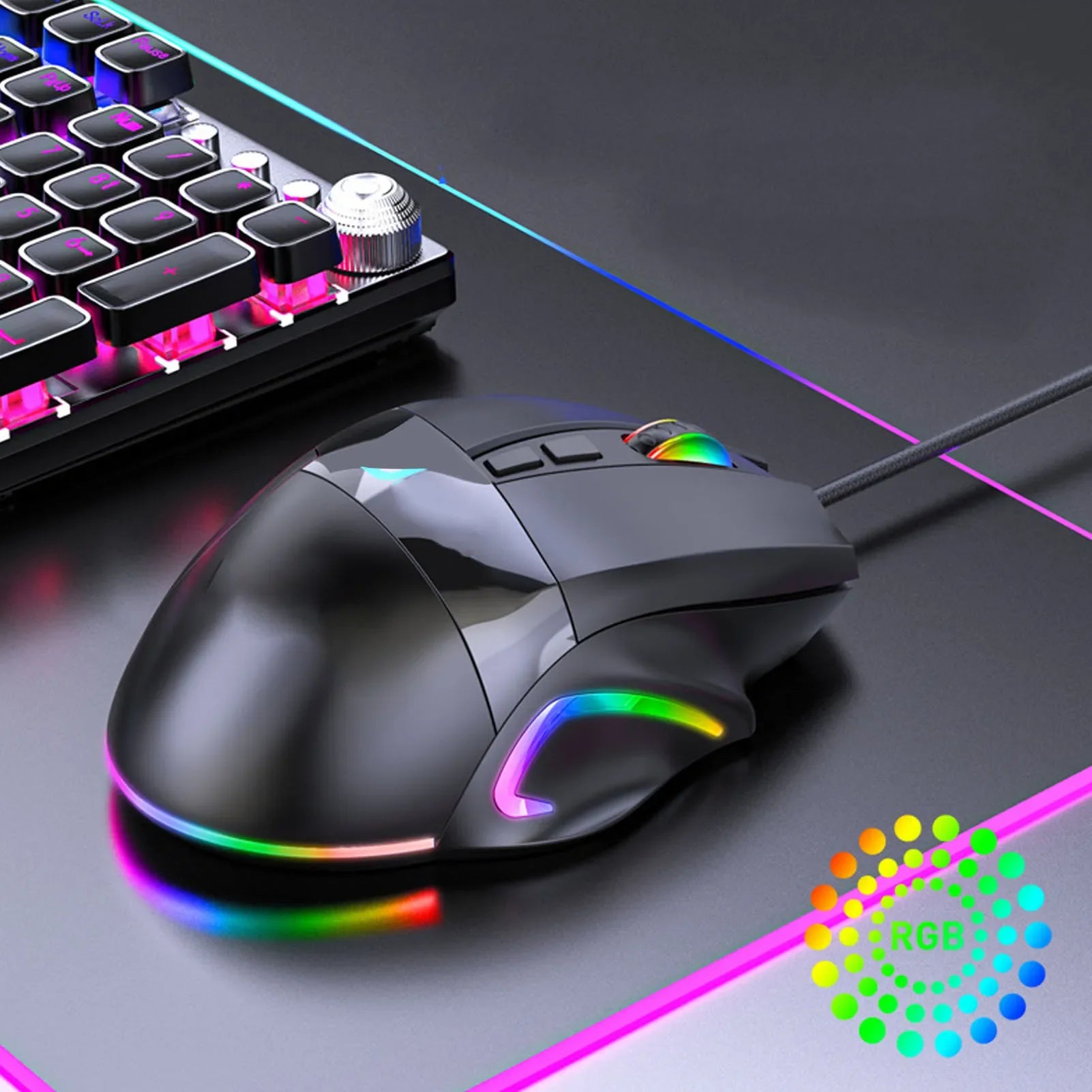 RGB Programmable Wired Gaming Mouse with 9 Programmable Buttons, Adjustable DPI & Ergonomic Design for PC and Laptop
