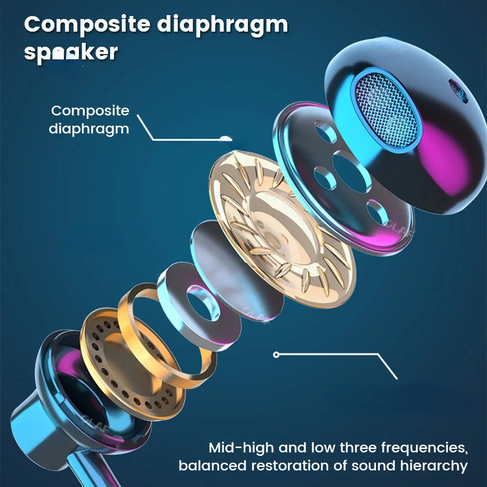 Wireless Earphones 5.3 Neckband Headphones Gaming with LED Display