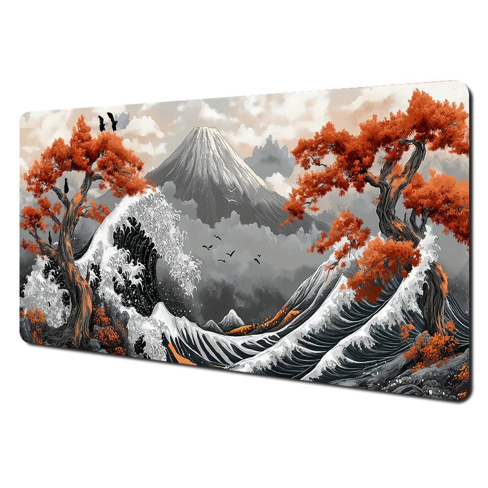 Red and Black Art Landscapes Large Mouse Pad Anti-Slip