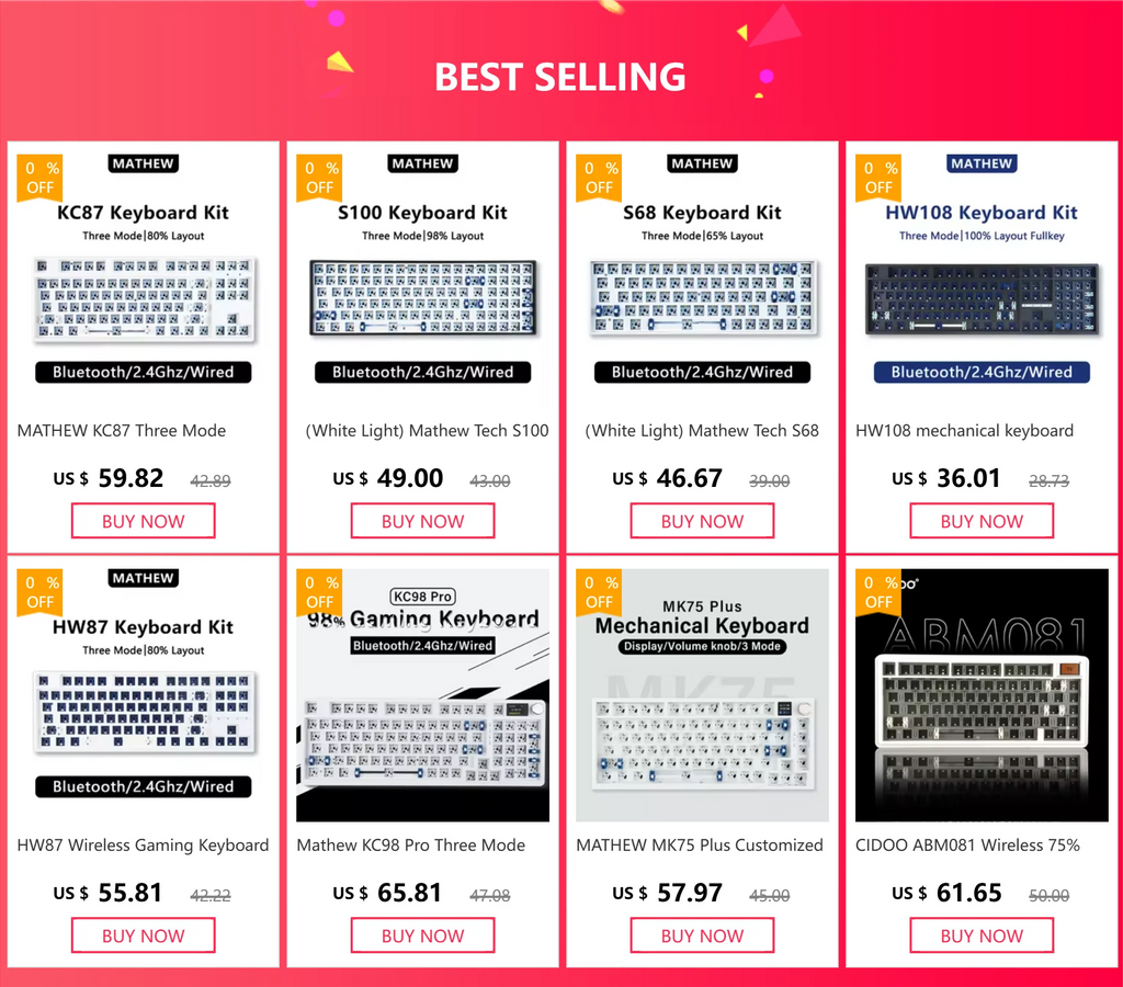 MATHEW KC87 Three Mode Mechanical Keyboard Barebone Classic 87 Keys TKL Layout Hot Swap RGB Gaming Keyboard DIY Kit