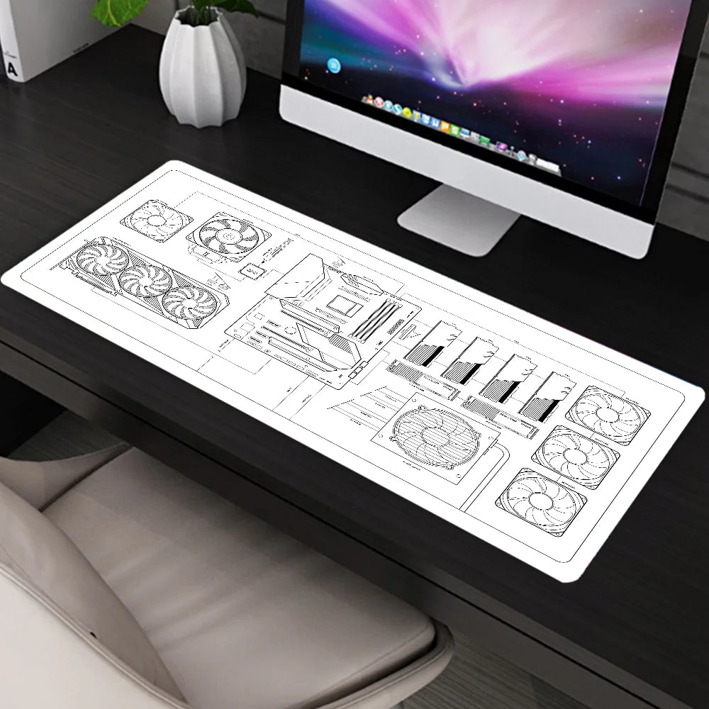 Larger Mousepad CPU Artistic line design Style Gaming Keyboard Computer 600x1200mm Desk Mat Accessories Game Mause Ped Office