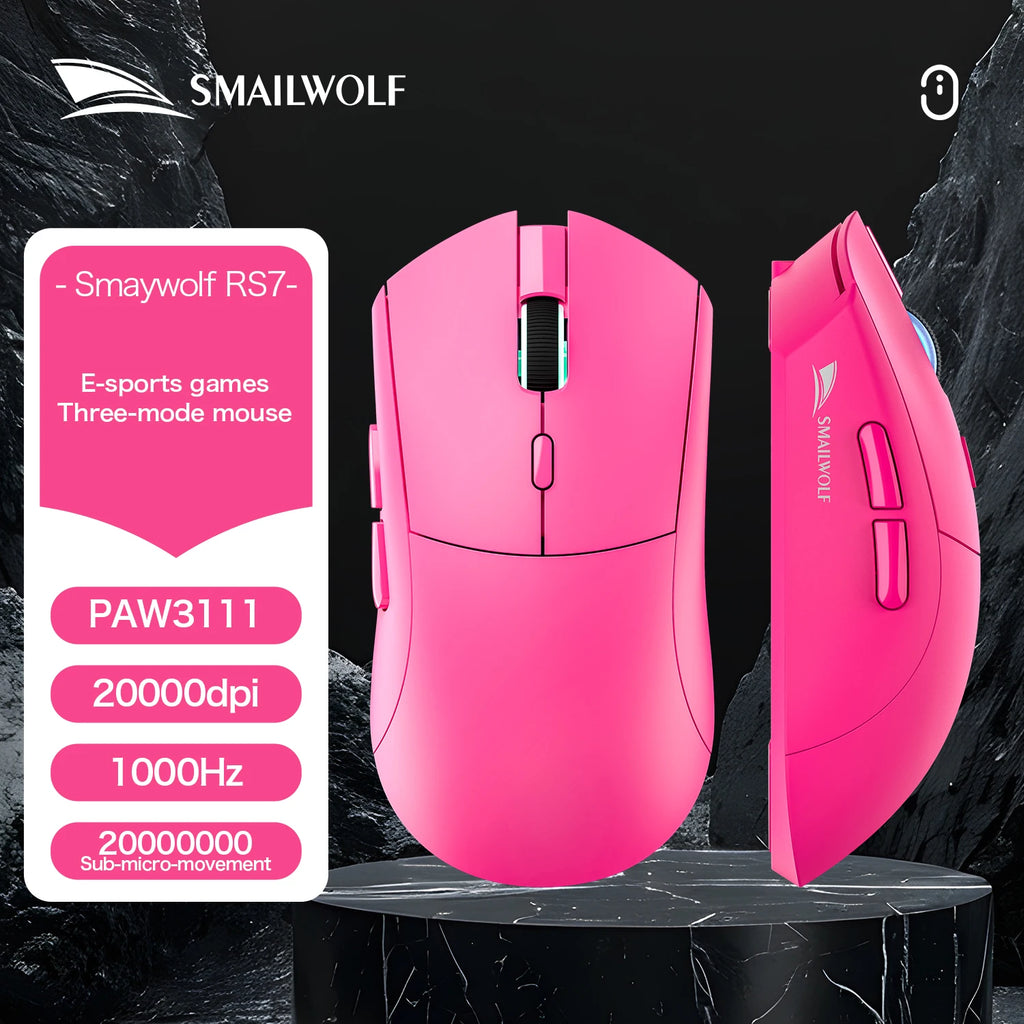 MAILWOLF RS7 Wireless Gaming Mouse – PAW3311 Sensor, 20000 DPI, Bluetooth & USB Receiver