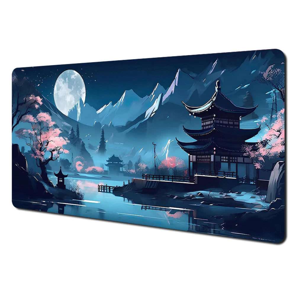 Red and Black Art Landscapes Large Mouse Pad Anti-Slip