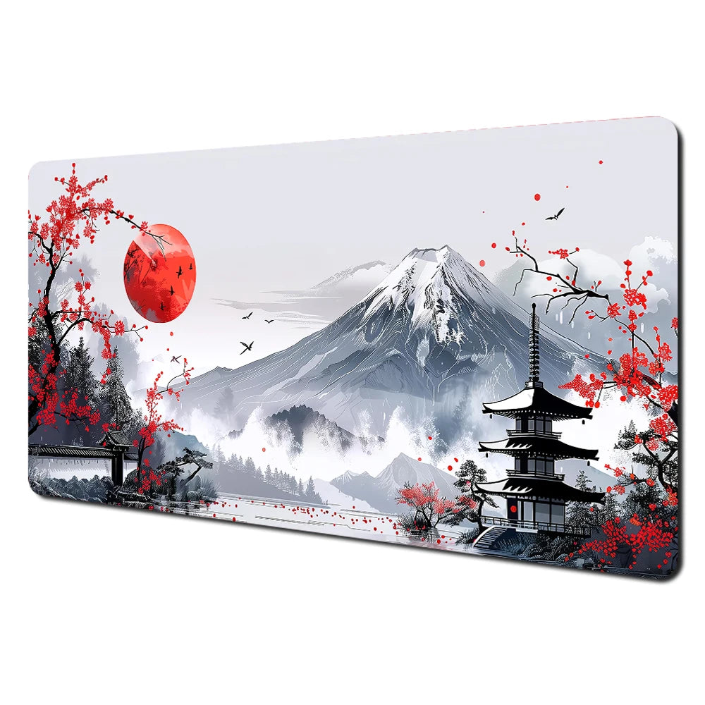 Red and Black Art Landscapes Large Mouse Pad Anti-Slip
