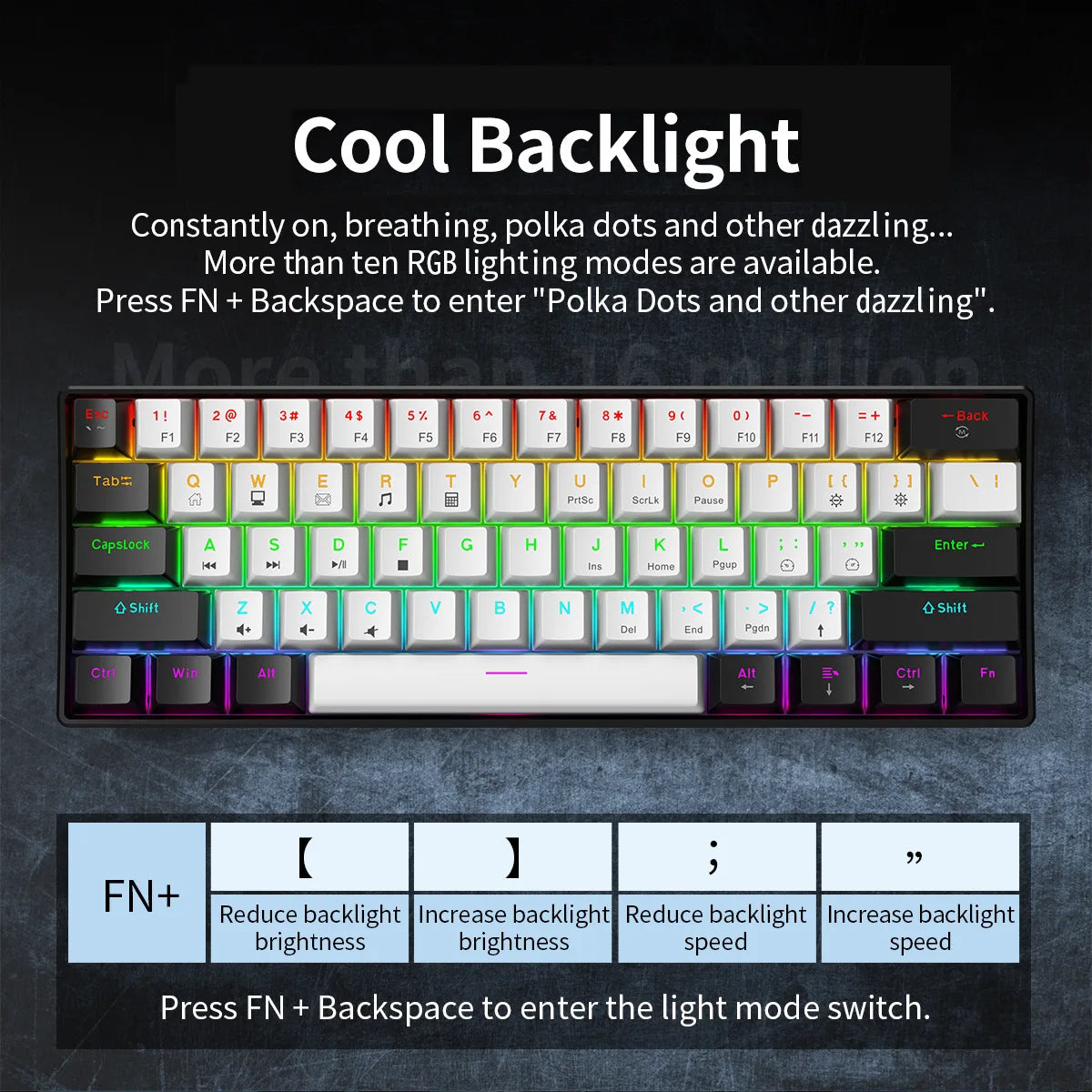 Mechanical Keyboard Gamer 60% Mini 6 1Keys Backlit PC Switches Keyboards Portable Wired Cute Laptop Key Board Teclado Mecanico