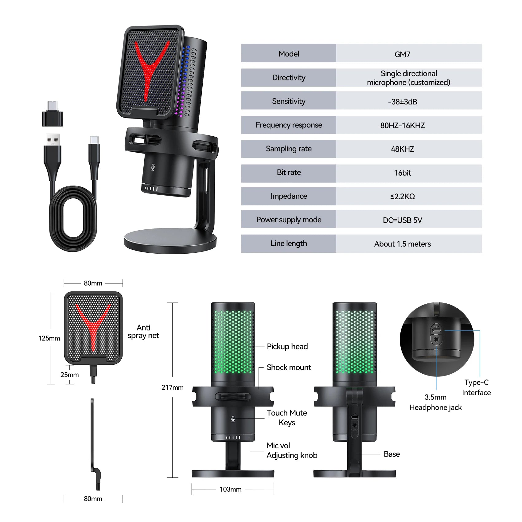 Gaming Computer Professional Condenser Microphone Mic PC Laptop USB