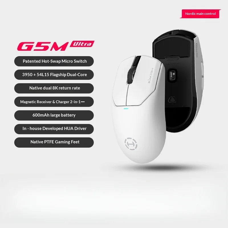 EDIFIER HECATE G5M Ultra Wireless Gaming Mouse G5M Ultra Dual 8K Hot Swappable Silent Switch PAW3950 Nordic 54L15 600Mah Laptop