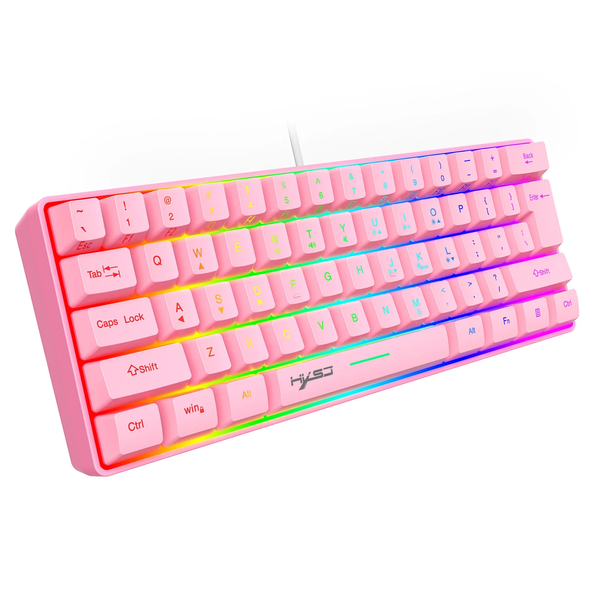 Keyboard Gaming PC Backlit Pink Keyboards 61 Keys Mini Computer 60% Musical USB Lady Ergonomic Office Wired Key Board Portable