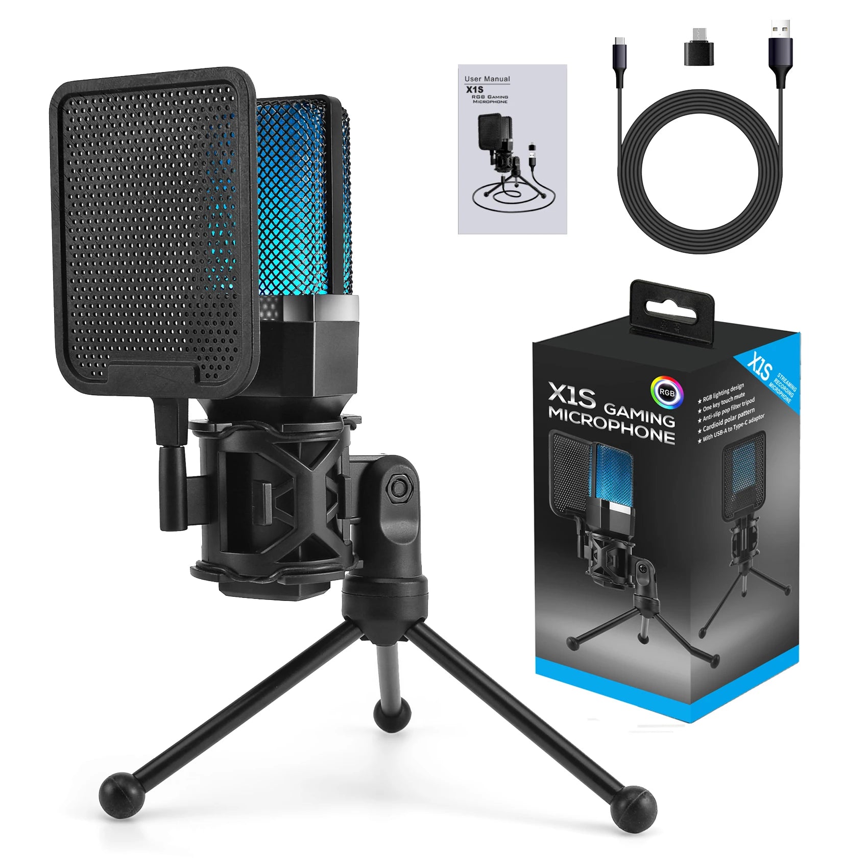 Gaming Computer Professional Condenser Microphone Mic PC Laptop USB