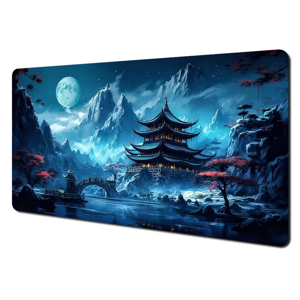 Red and Black Art Landscapes Large Mouse Pad Anti-Slip