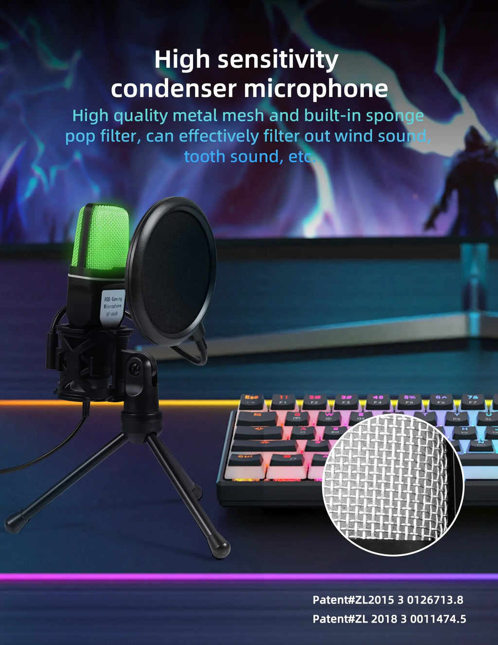 Gaming Computer Professional Condenser Microphone Mic PC Laptop USB