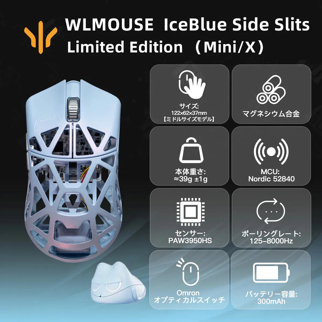 WLMOUSE BEAST X MINI PRO IceBlue Omron light Magnesium Gaming Mouse Magnesium Alloy Wireless FPS Gaming Mouse Lightweight 39g