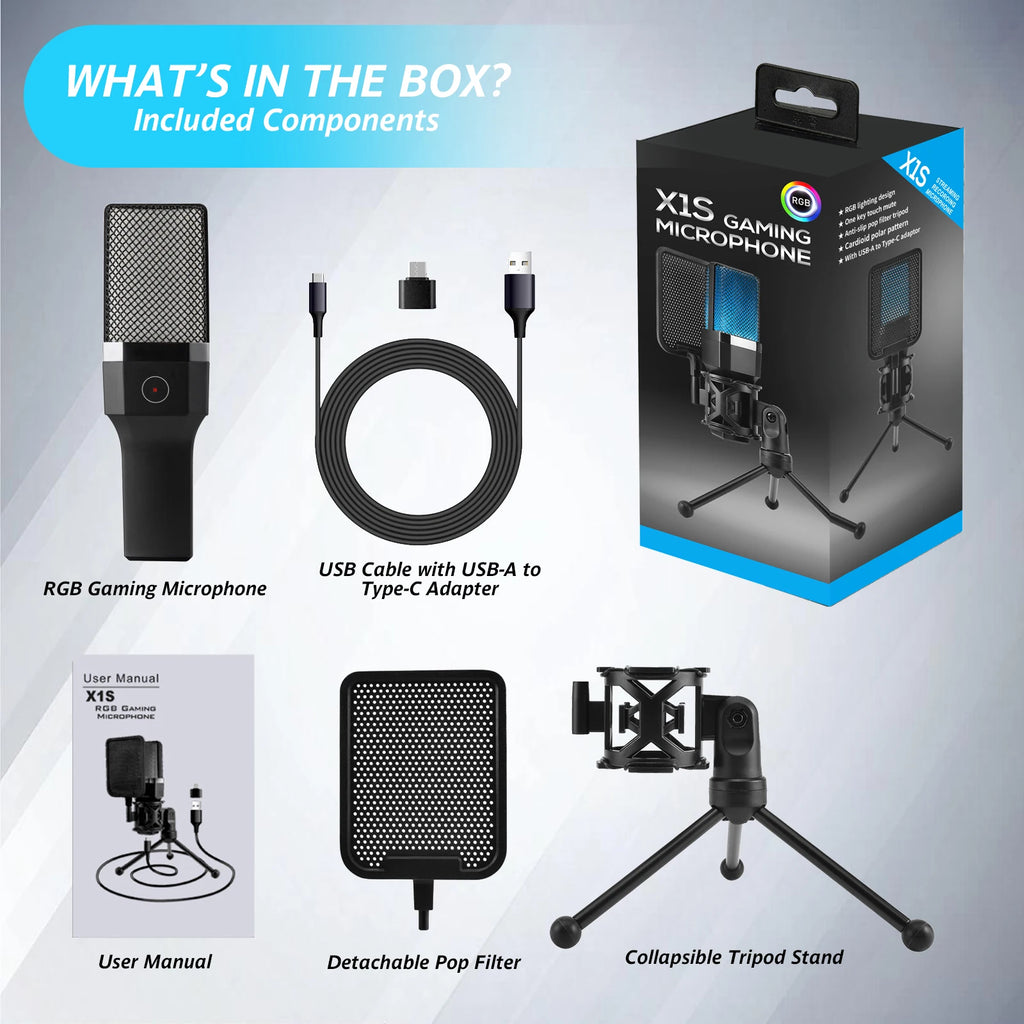 Gaming Computer Professional Condenser Microphone Mic PC Laptop USB