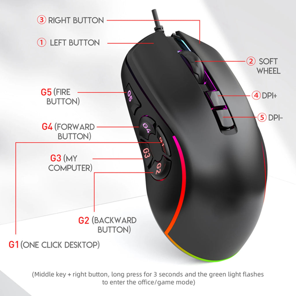 X9 Wired Gaming Mouse, RGB Backlit,