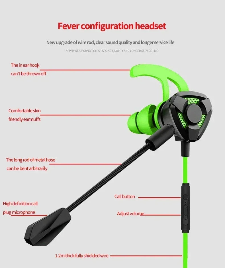 Headset Gamer Headphones Wired Earphone Gaming Earbuds With Mic