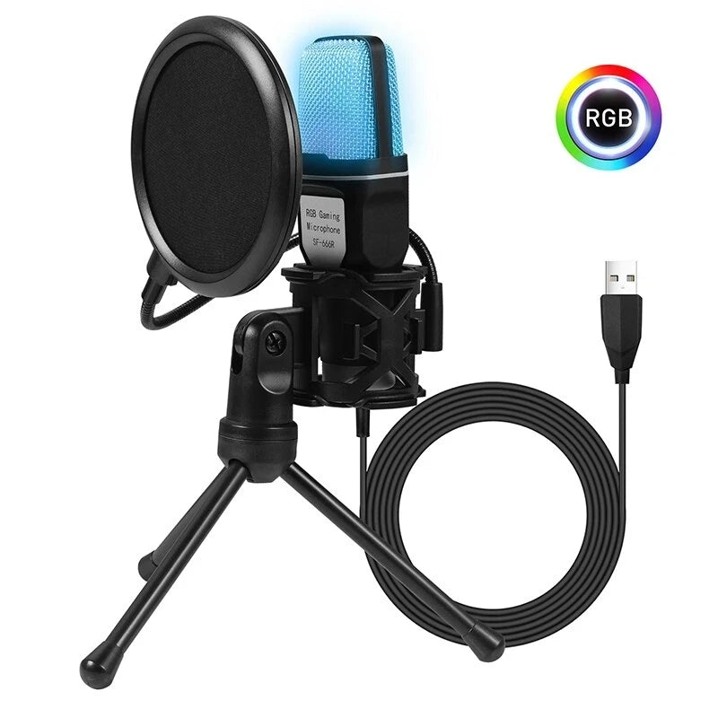 Gaming Computer Professional Condenser Microphone Mic PC Laptop USB