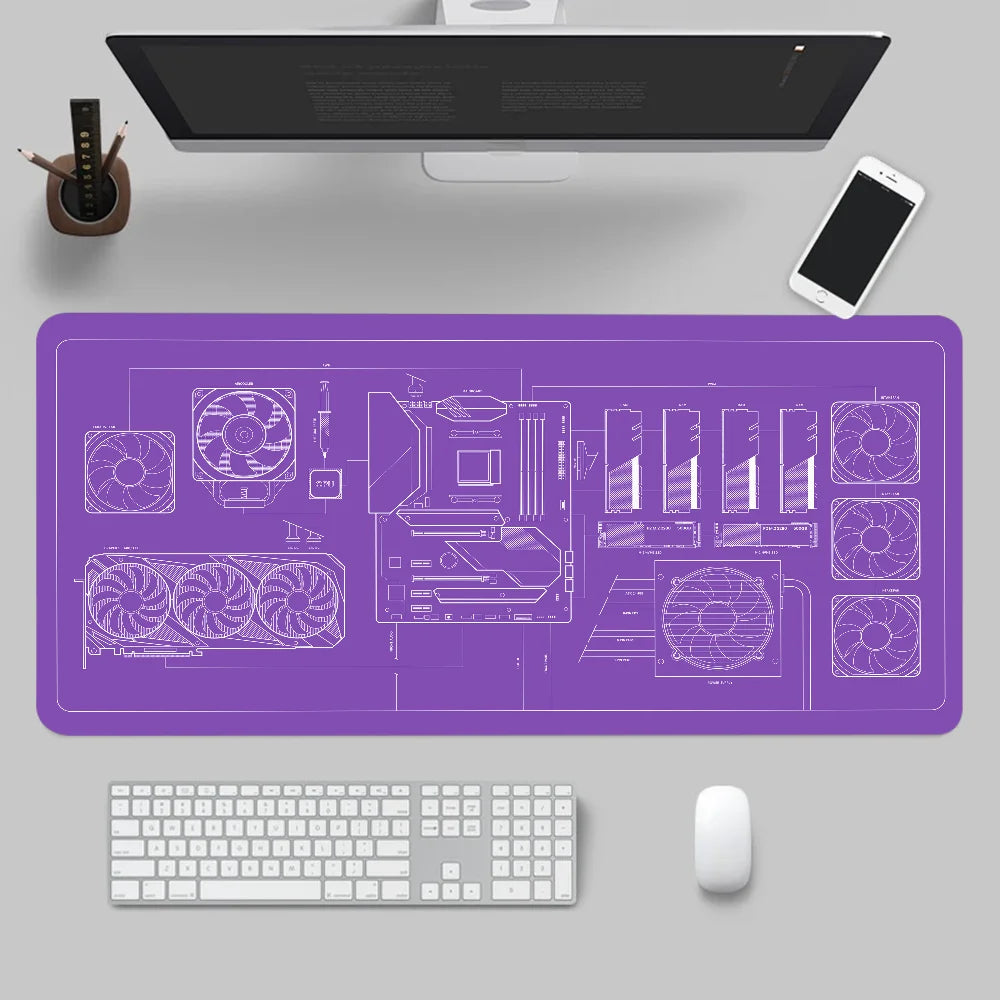 Larger Mousepad CPU Artistic line design Style Gaming Keyboard Computer 600x1200mm Desk Mat Accessories Game Mause Ped Office