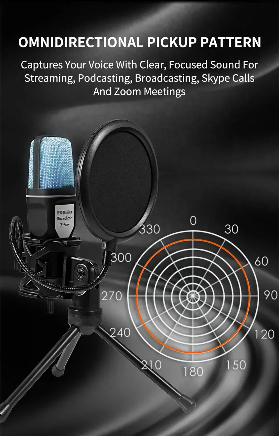 USB Microphone Clear Full RGB Capacitive Gaming Esports Desktop Microphone Live Conferencing Podcast Recording Studio Computer