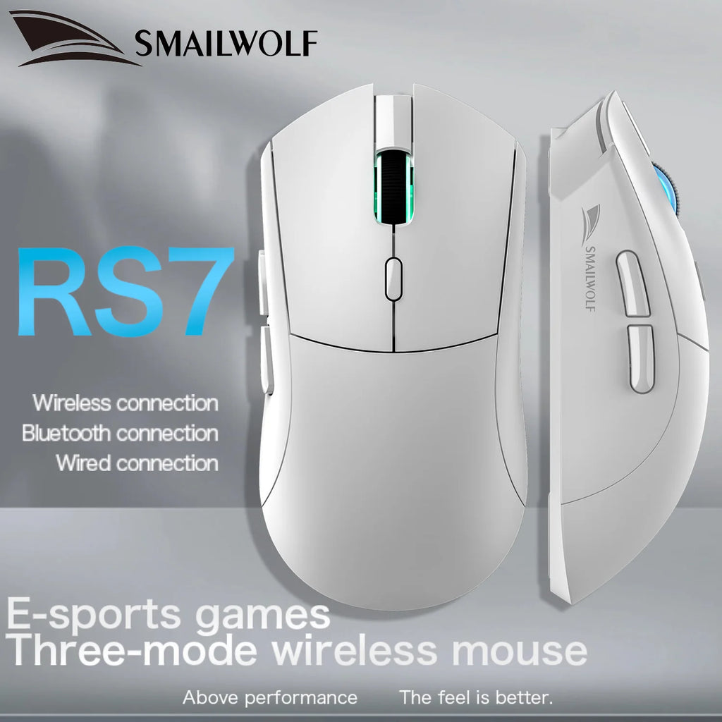 MAILWOLF RS7 Wireless Gaming Mouse – PAW3311 Sensor, 20000 DPI, Bluetooth & USB Receiver