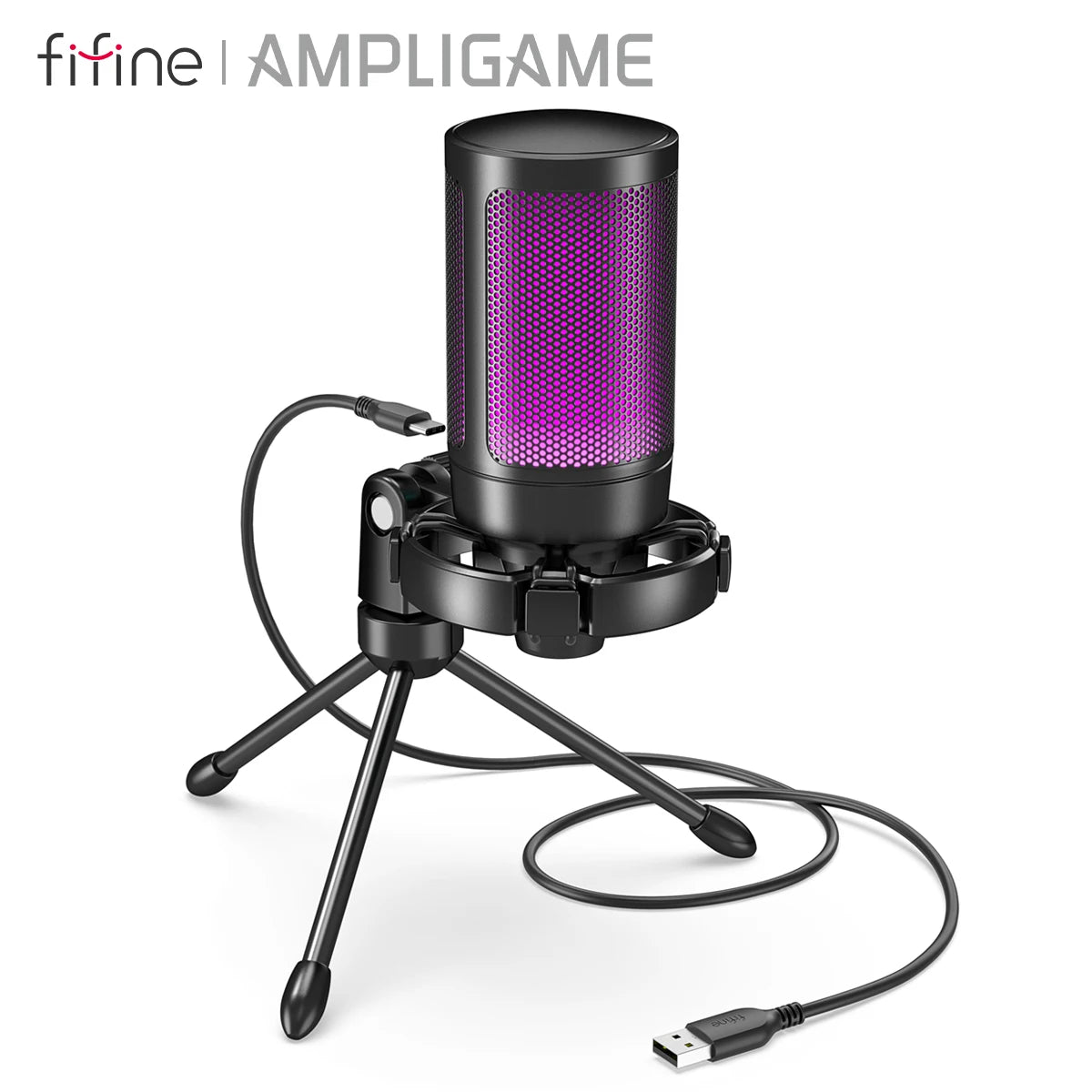 AmpliGame by FIFINE RGB USB Gaming Microphone