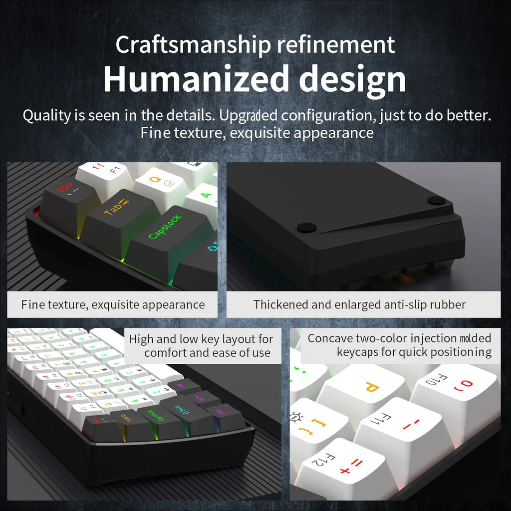 Mechanical Keyboard Gamer 60% Mini 6 1Keys Backlit PC Switches Keyboards Portable Wired Cute Laptop Key Board Teclado Mecanico