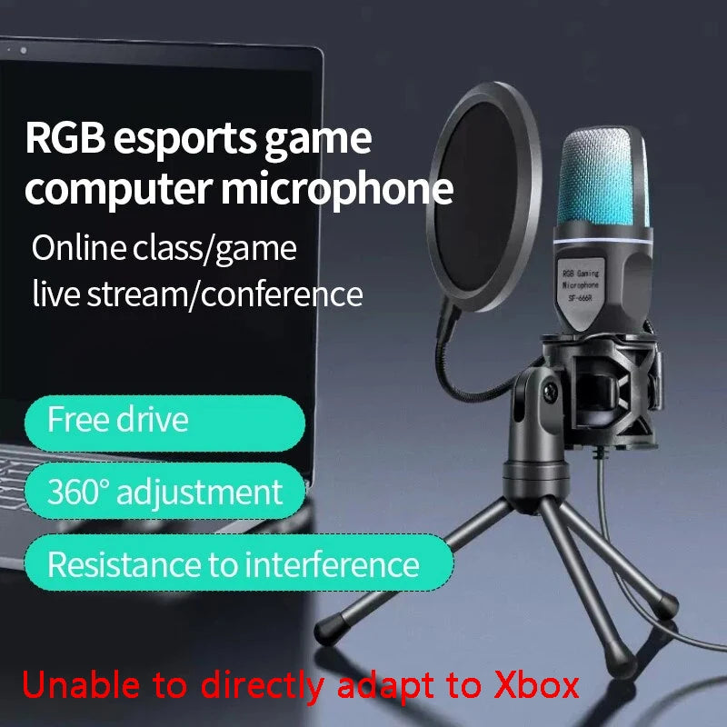 Gaming Computer Professional Condenser Microphone Mic PC Laptop USB