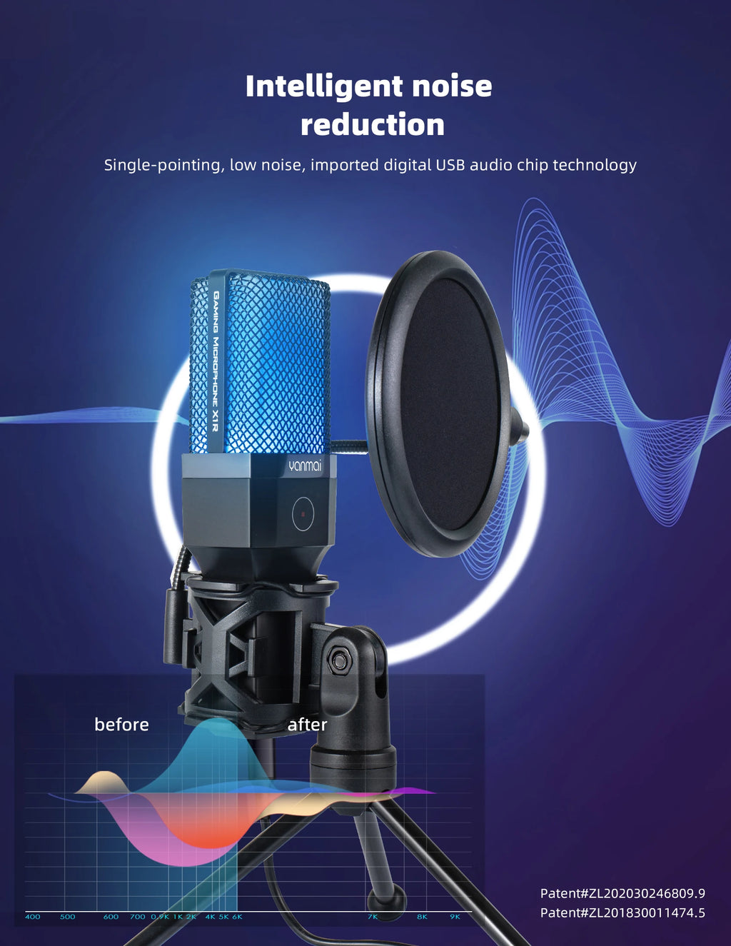 Gaming Computer Professional Condenser Microphone Mic PC Laptop USB