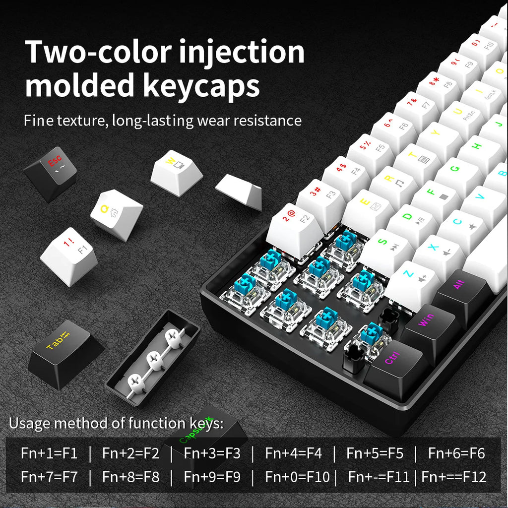 Mechanical Keyboard Gamer 60% Mini 6 1Keys Backlit PC Switches Keyboards Portable Wired Cute Laptop Key Board Teclado Mecanico