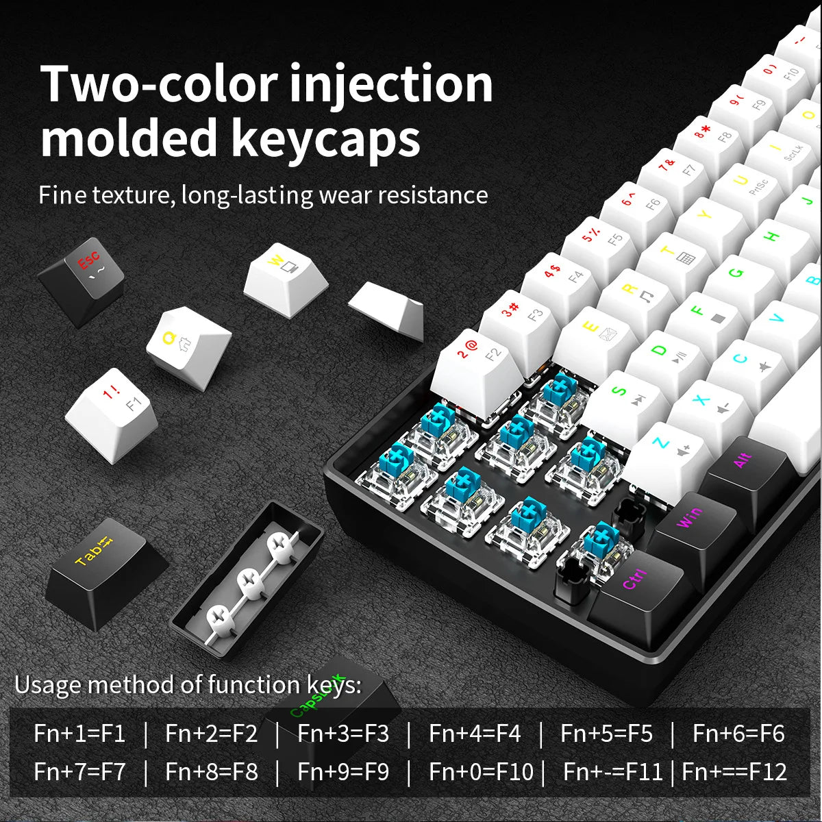 Mechanical Keyboard Gamer 60% Mini 6 1Keys Backlit PC Switches Keyboards Portable Wired Cute Laptop Key Board Teclado Mecanico