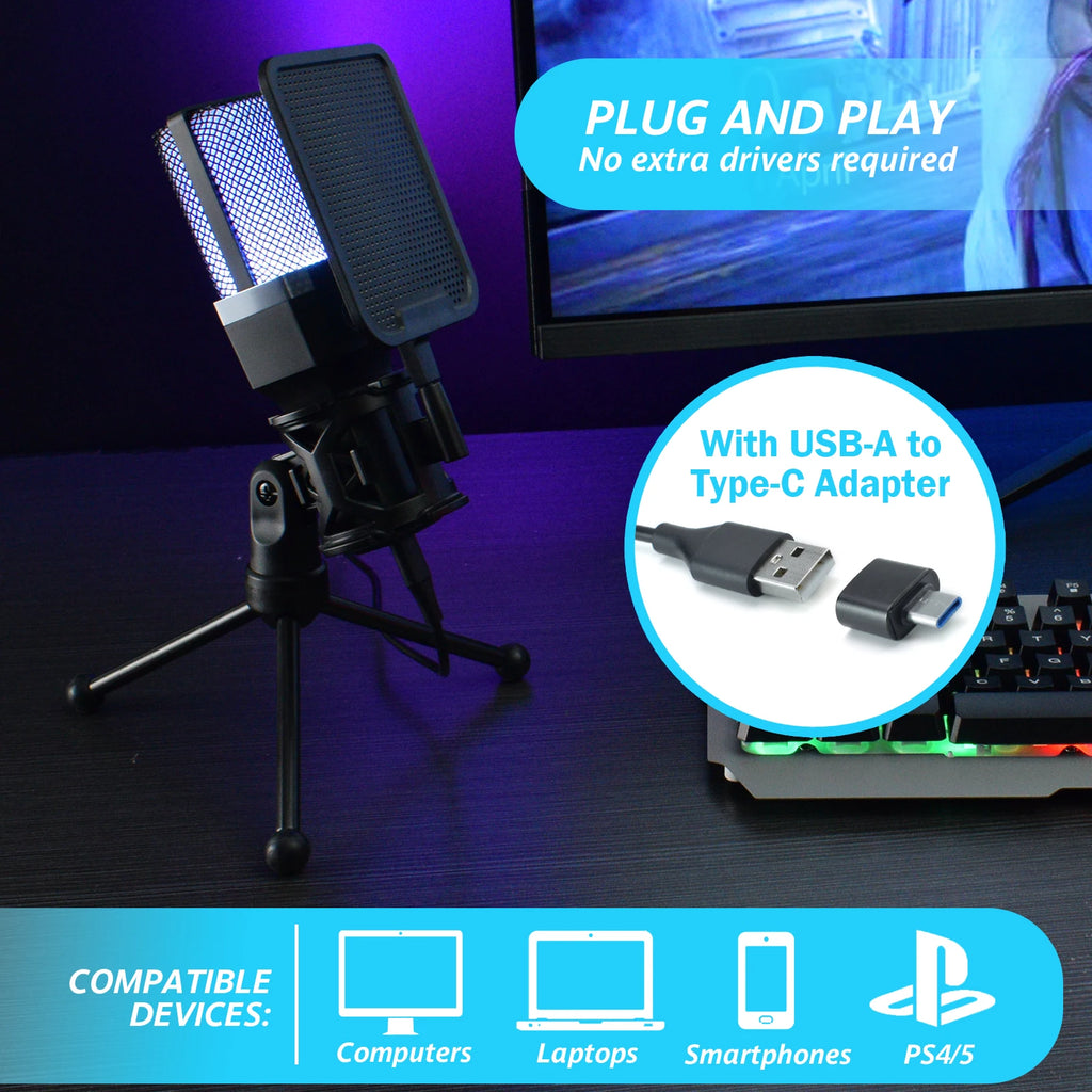 Gaming Computer Professional Condenser Microphone Mic PC Laptop USB