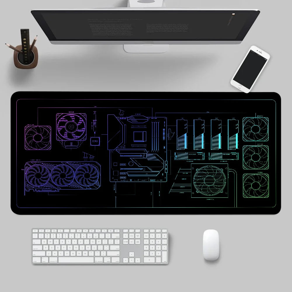 Larger Mousepad CPU Artistic line design Style Gaming Keyboard Computer 600x1200mm Desk Mat Accessories Game Mause Ped Office
