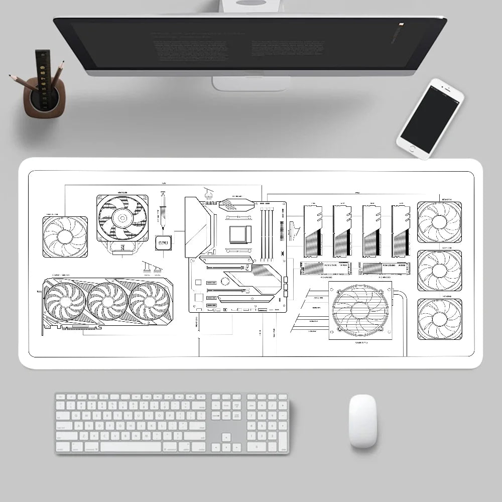 Larger Mousepad CPU Artistic line design Style Gaming Keyboard Computer 600x1200mm Desk Mat Accessories Game Mause Ped Office