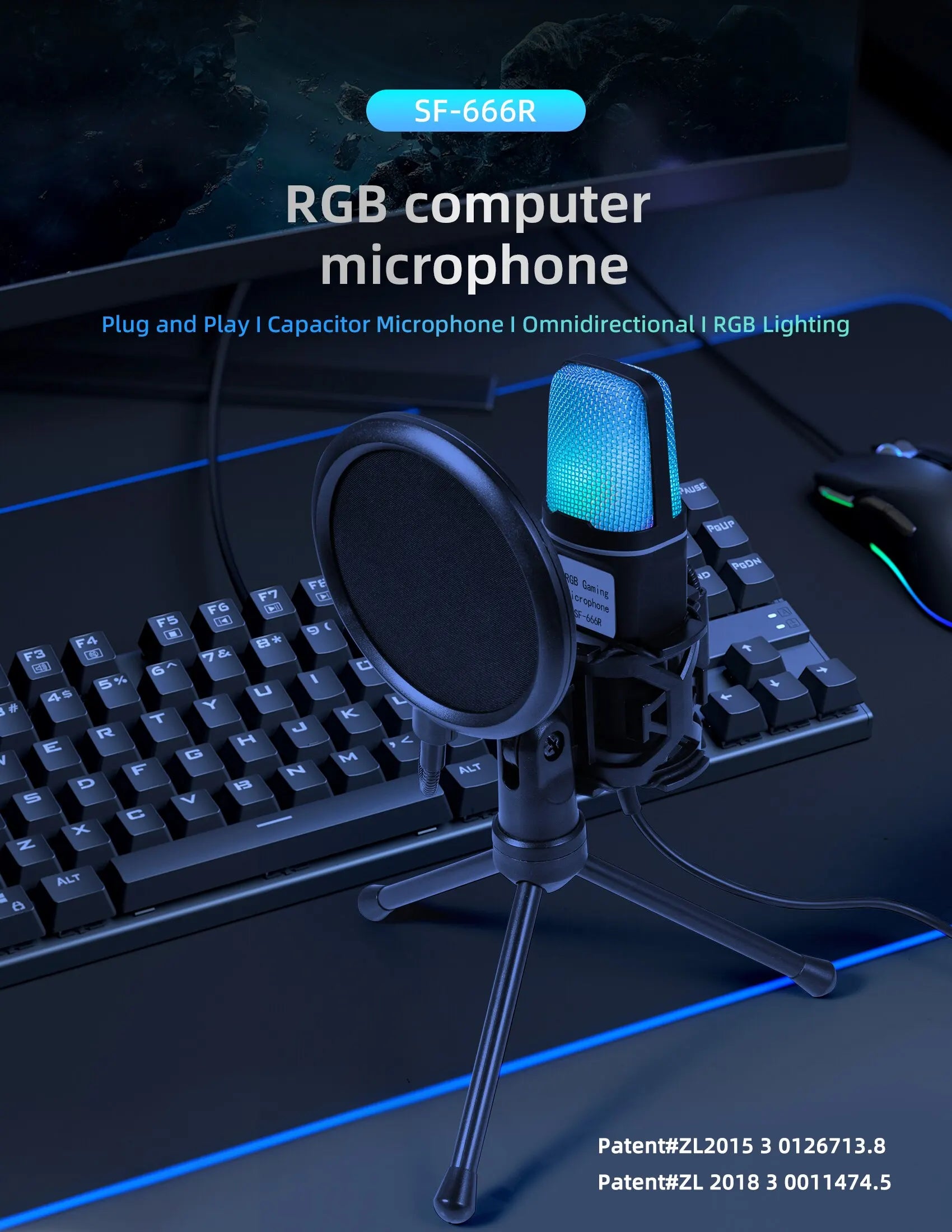 Gaming Computer Professional Condenser Microphone Mic PC Laptop USB