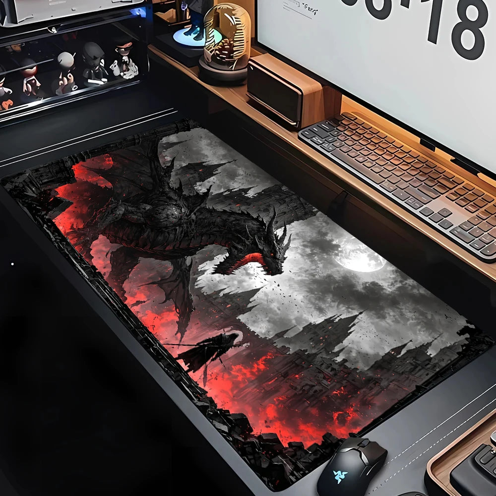 Demonic Giant Flying Dragon Mouse Pad Non-Slip Desk Mat PC Accessories Gaming Mat Dragon Desk Pad MTG Playmat Extended Pad