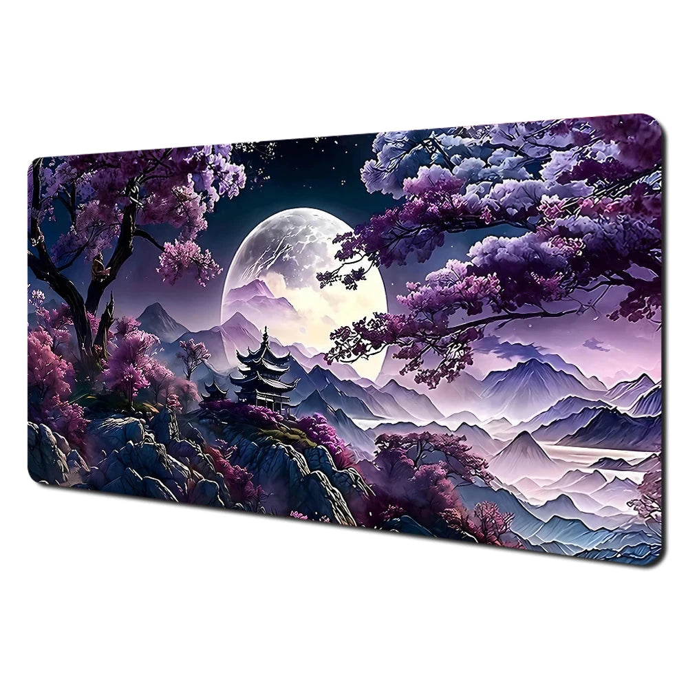Red and Black Art Landscapes Large Mouse Pad Anti-Slip