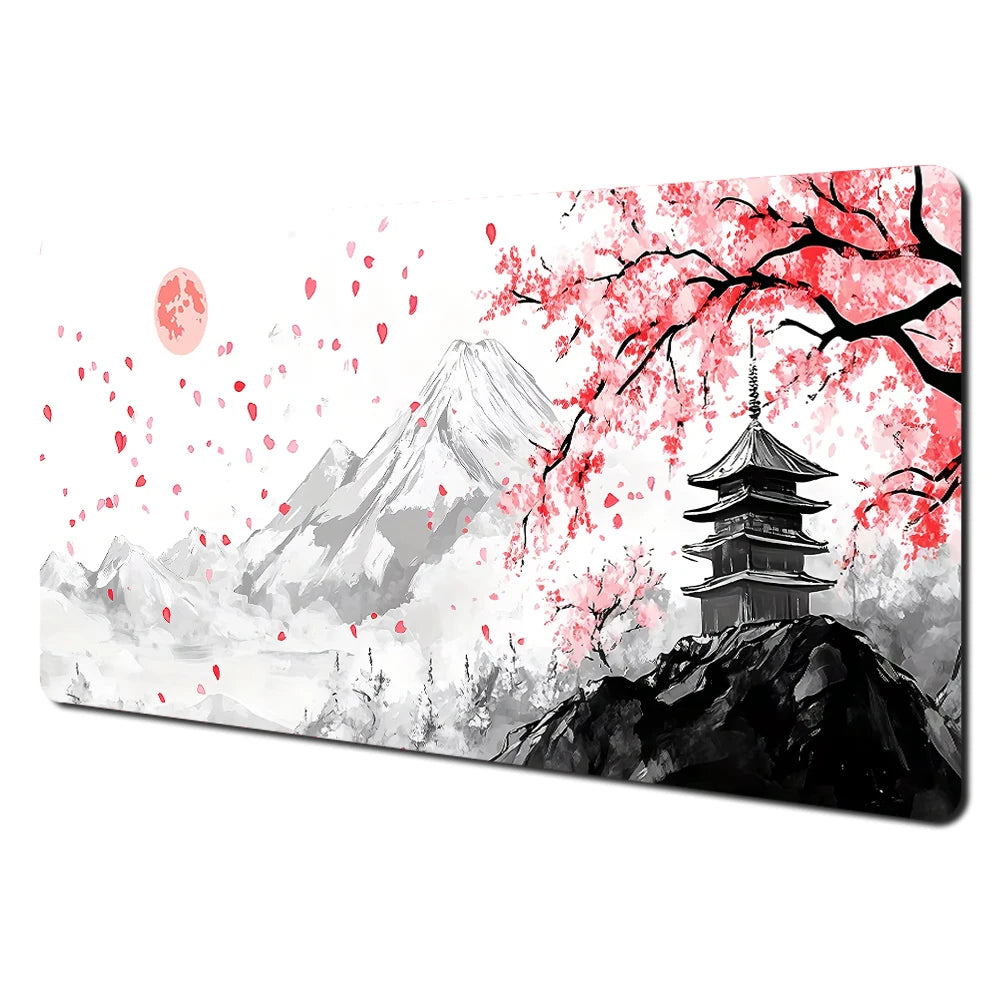 Red and Black Art Landscapes Large Mouse Pad Anti-Slip
