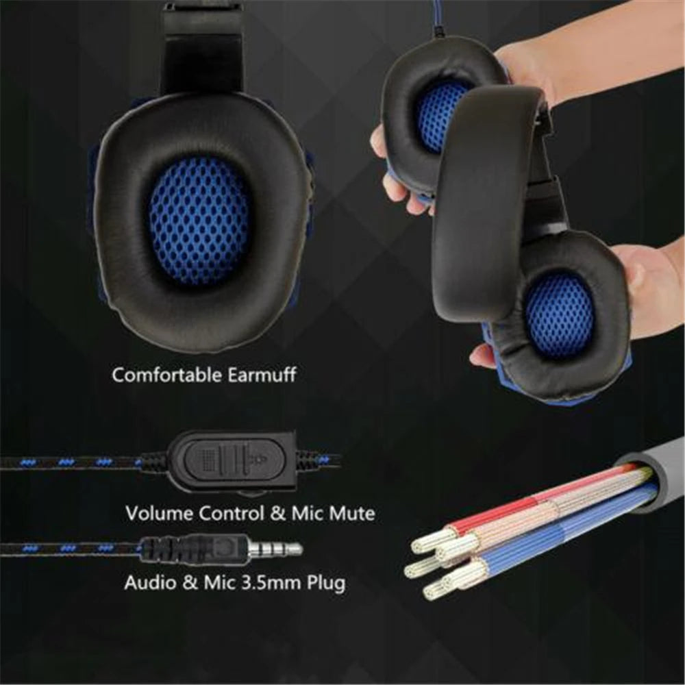 Gaming Headphones 3.5mm Wired PC Bass Stereo Gamer Headset Phone Laptops Earphone Helmet With Microphone For PS4 Xbox One Switch