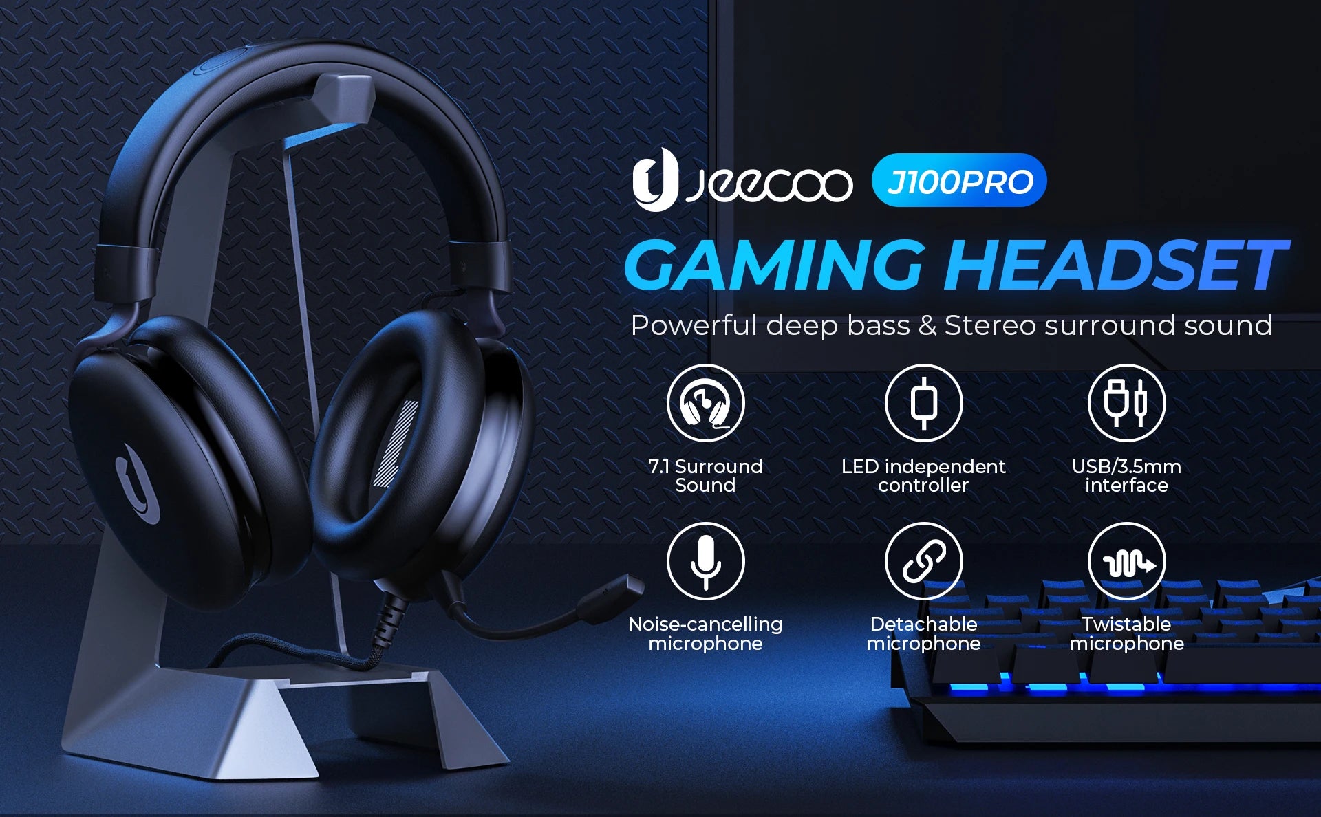 JEECOo Gaming Headset 7.1 sounds