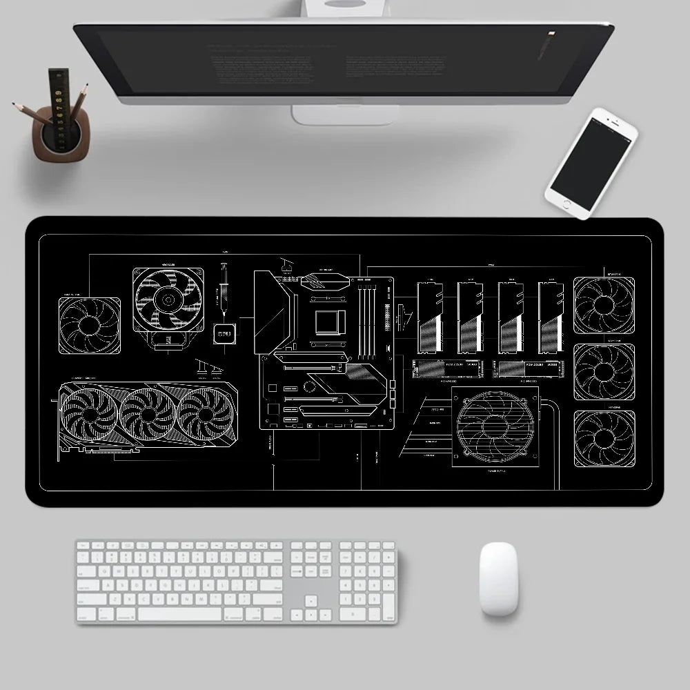 Larger Mousepad CPU Artistic line design Style Gaming Keyboard Computer 600x1200mm Desk Mat Accessories Game Mause Ped Office
