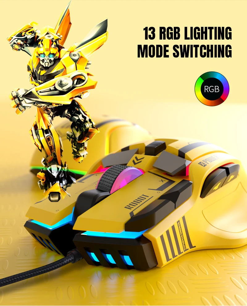 FreeWolf G6 Mechanical Wired Gaming Mouse 12800 DPI RGB Backlit Macro Ergonomic Mecha Design Ergonomic Gaming Office
