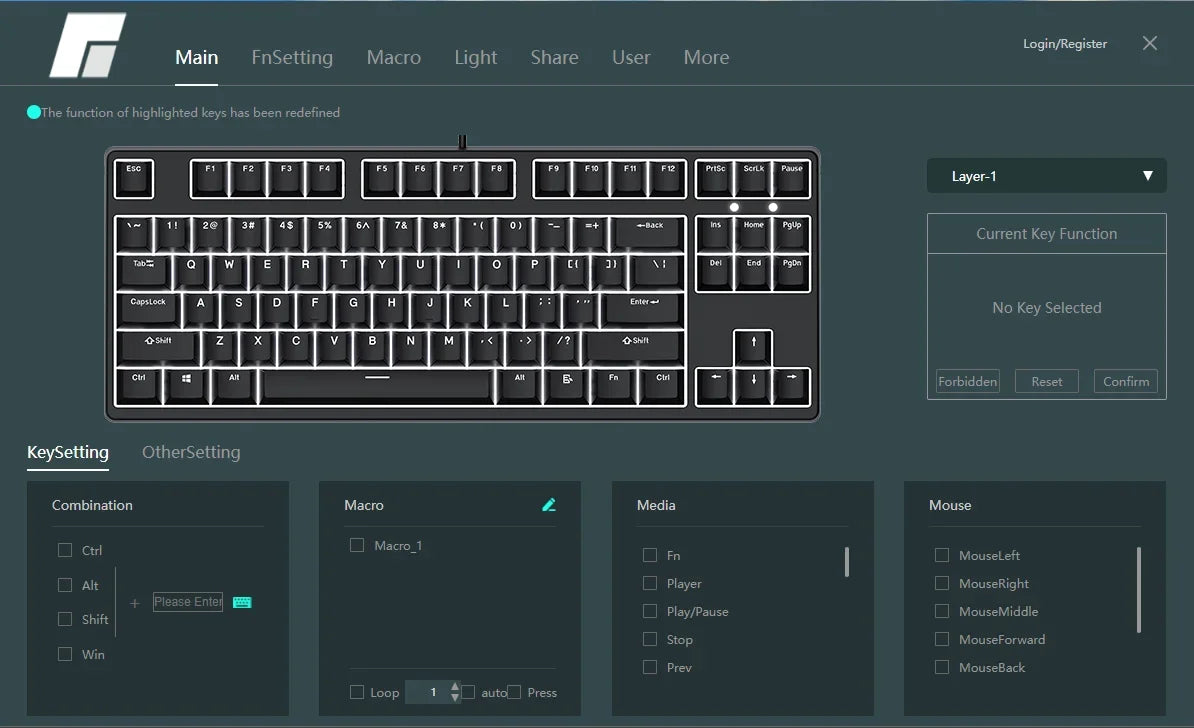 MATHEW KC87 Three Mode Mechanical Keyboard Barebone Classic 87 Keys TKL Layout Hot Swap RGB Gaming Keyboard DIY Kit