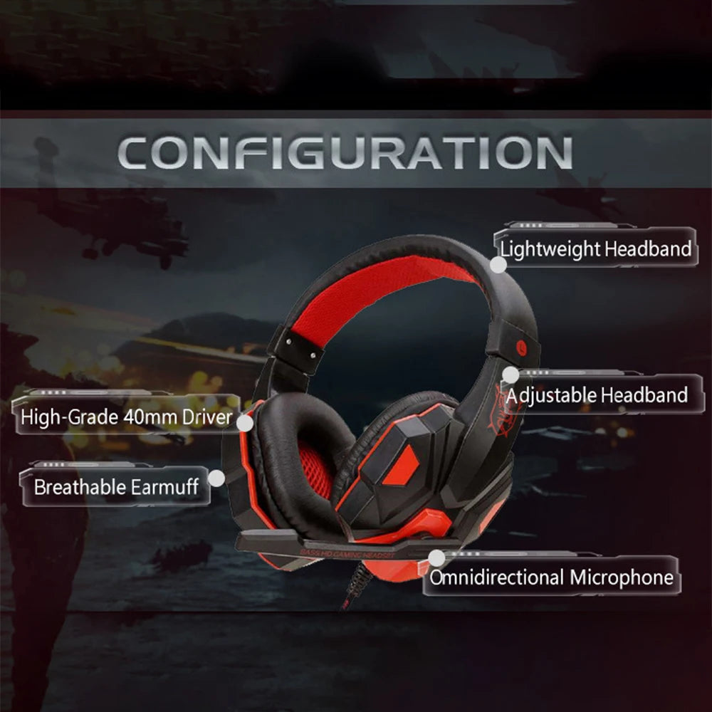 Gaming Headphones 3.5mm Wired PC Bass Stereo Gamer Headset Phone Laptops Earphone Helmet With Microphone For PS4 Xbox One Switch