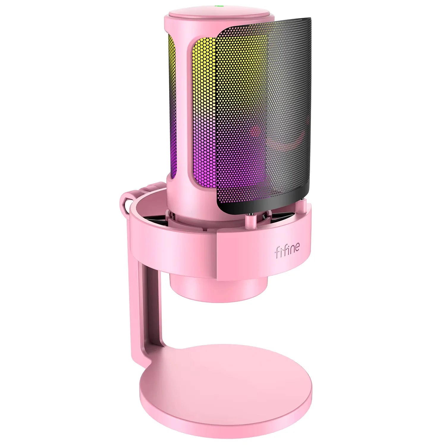 FIFINE Gaming Microphone with RGB Control, Mute Touch,Condenser Computer Desktop Mic with Pop Filter for Recording/Streaming
